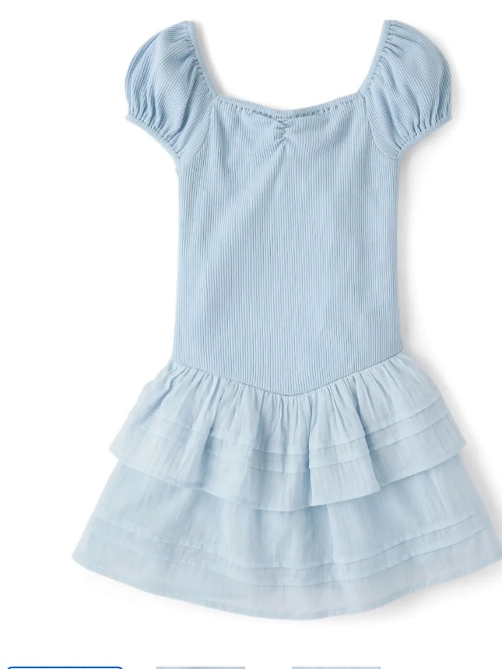 The Children’s Place Girls Chalk Blue Tiered V Waist Dress Size Large (10-12) NW